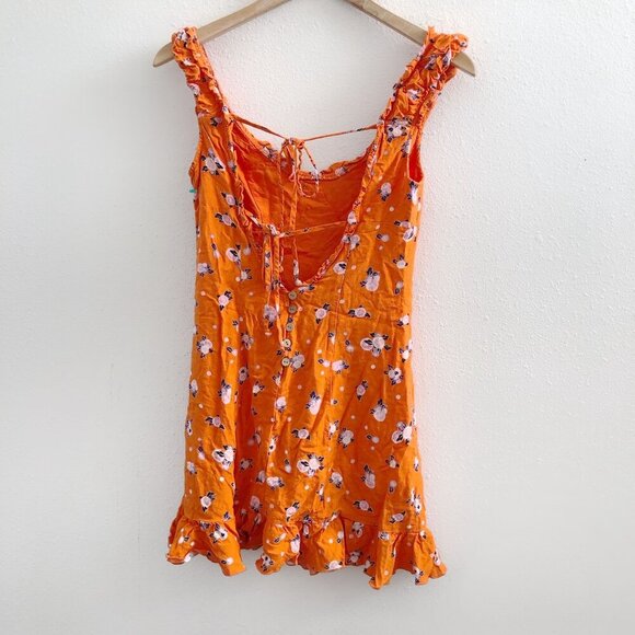 FREE PEOPLE Like A Lady Mini Dress in Orange Floral Print Size XS - Picture 3 of 10